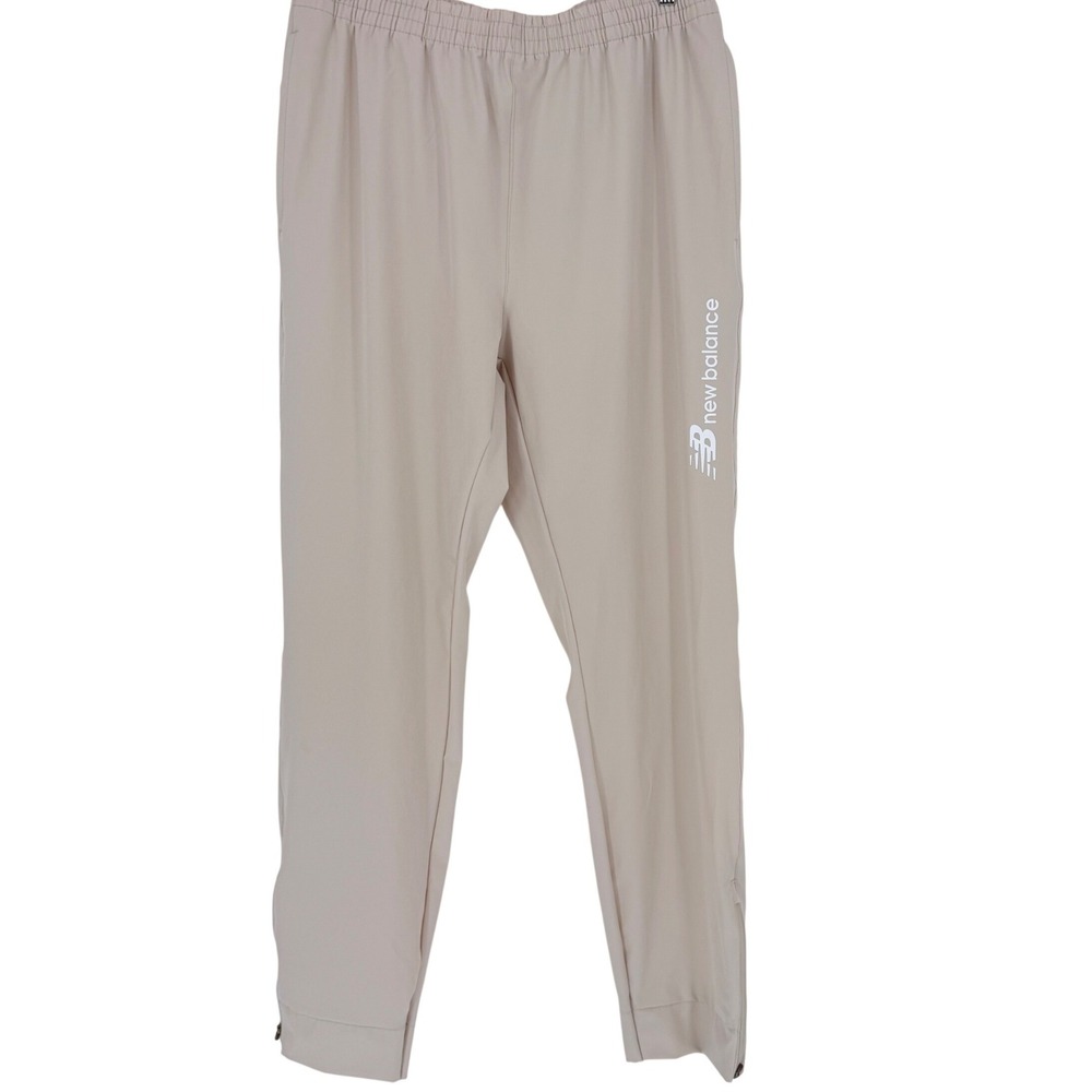 New Balance Mens XL Tan Performance Track Pants Zipper Cuffs Elastic Waist